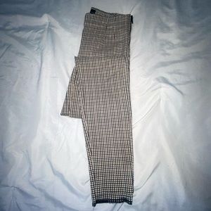ZARA High Waist Plaid Pattern Trousers- Beige